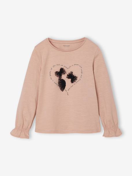 Romantic Top with Fancy Motif for Girls rosy - vertbaudet enfant 