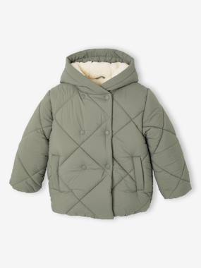 Doudoune fille à capuche doublée sherpa   - vertbaudet enfant