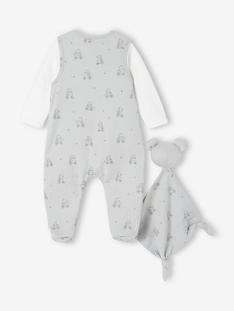 Ensemble 3 pièces naissance combinaison body doudou rose+vert d'eau - vertbaudet enfant 