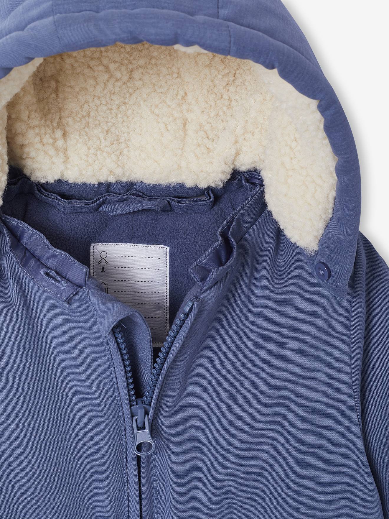 Combipilote Naissance Vertbaudet - Denim Imprimé Fleuri, Doublure Polaire, Très Chaud