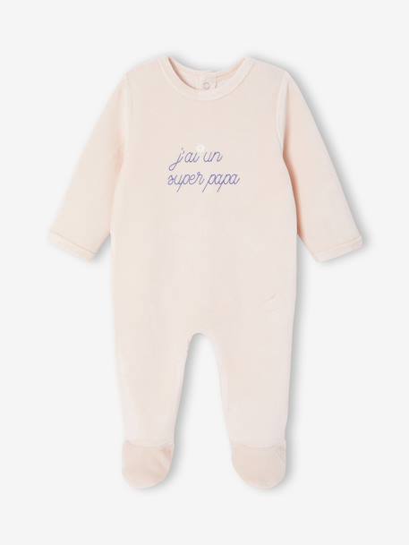 Pack of 2 Velour Sleepsuits for Newborns pale pink - vertbaudet enfant 