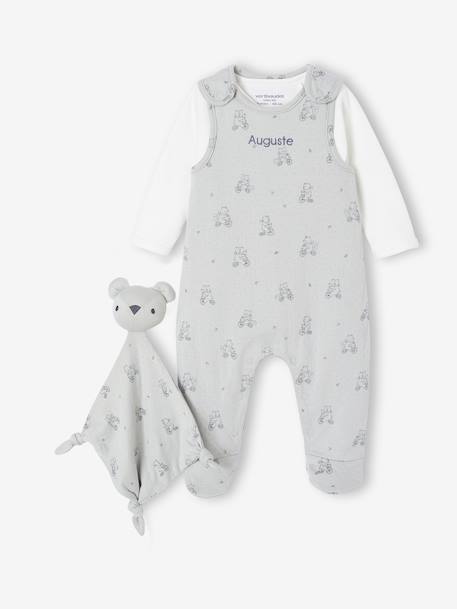 3-Piece Set for Newborns: Jumpsuit + Bodysuit + Comforter aqua green+rose - vertbaudet enfant 