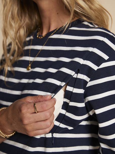 Customisable Striped Top for Maternity & Nursing, ENVIE DE FRAISE navy blue - vertbaudet enfant 