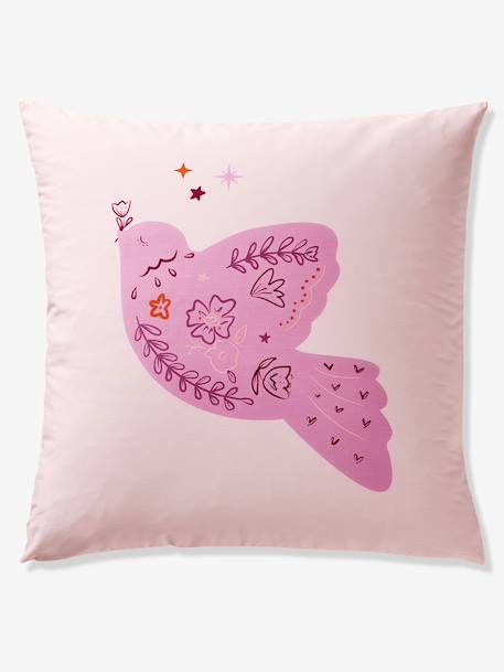 Reversible BIRDY duvet cover set + pillowcase for children, made with recycled cotton rosy - vertbaudet enfant 