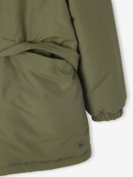 Hooded Sherpa-Lined Parka for Boys black+khaki - vertbaudet enfant 
