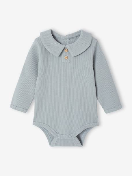 Pack of 2 Bodysuits with Shirt Collar & Grandad-Style Neckline, for Newborns marl beige - vertbaudet enfant 