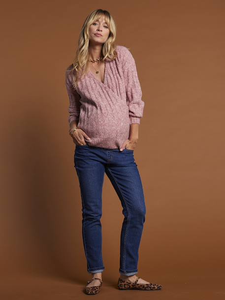 Front/Back Jumper Fancy Knit in Alpaca by ENVIE DE FRAISE crystal blue+raspberry pink - vertbaudet enfant 