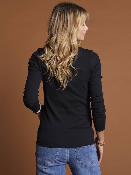 Lot de 2 tee-shirts de grossesse en côtes noir - vertbaudet enfant 