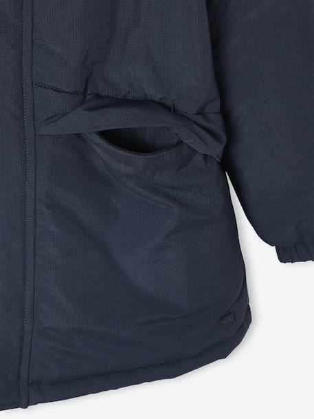 Hooded Sherpa-Lined Parka for Boys black+khaki - vertbaudet enfant 