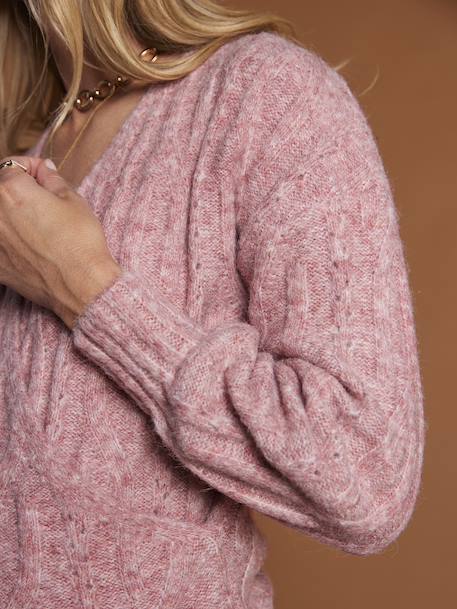 Front/Back Jumper Fancy Knit in Alpaca by ENVIE DE FRAISE crystal blue+raspberry pink - vertbaudet enfant 