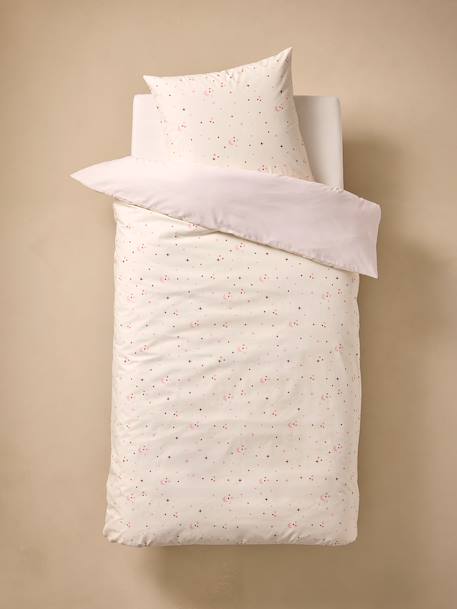 Reversible BIRDY duvet cover set + pillowcase for children, made with recycled cotton rosy - vertbaudet enfant 