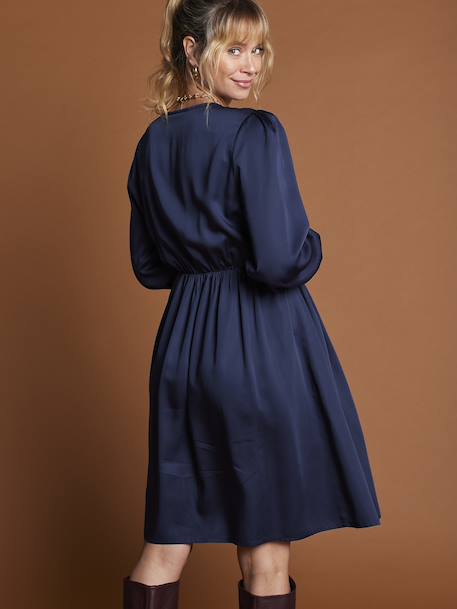 Wrap-Over Dress for Maternity, by ENVIE DE FRAISE fir green+navy blue - vertbaudet enfant 
