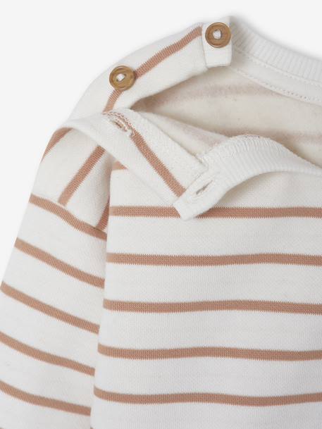 Sweat naissance en molleton rayé avec ouverture aux épaules écru - vertbaudet enfant 