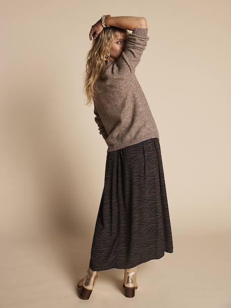 Pull de grossesse avec tresse fantaisie mélange laine beige - vertbaudet enfant 