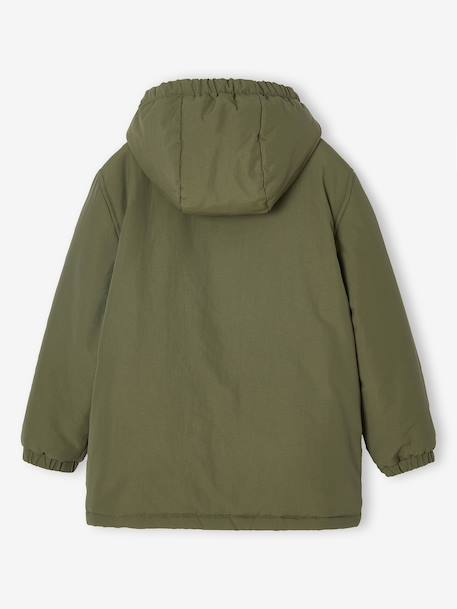 Hooded Sherpa-Lined Parka for Boys black+khaki - vertbaudet enfant 