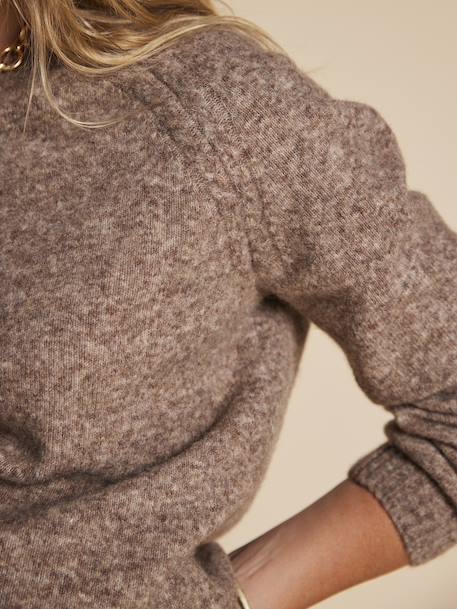 Pull de grossesse avec tresse fantaisie mélange laine beige - vertbaudet enfant 