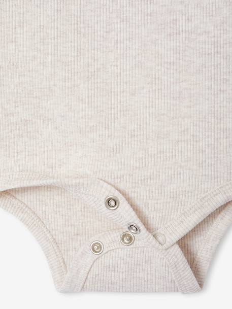 Pack of 2 Bodysuits with Shirt Collar & Grandad-Style Neckline, for Newborns marl beige - vertbaudet enfant 