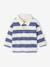 T-shirt polo bébé rayé manches longues bleu grisé+cacao - vertbaudet enfant 