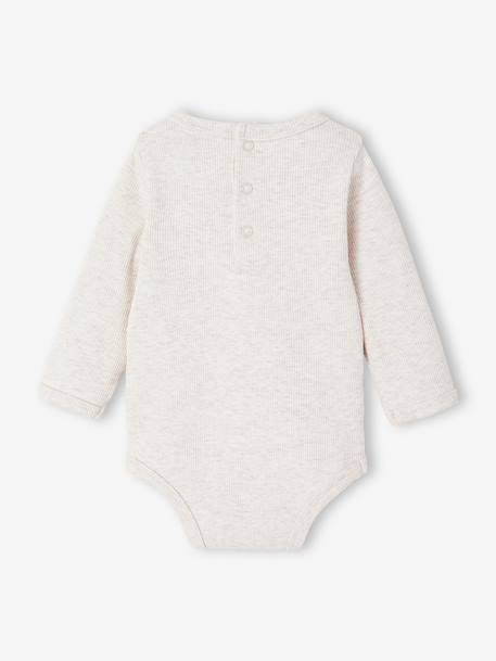 Pack of 2 Bodysuits with Shirt Collar & Grandad-Style Neckline, for Newborns marl beige - vertbaudet enfant 