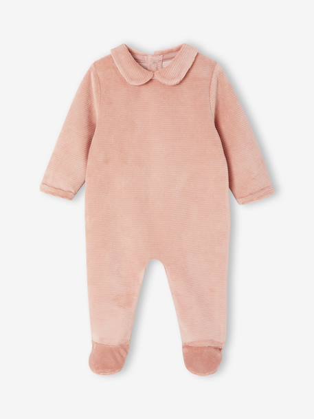 Pack of 2 Velour Sleepsuits for Newborns pale pink - vertbaudet enfant 