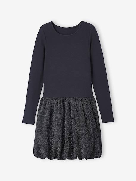 Robe boule fille bi-matière anthracite - vertbaudet enfant 