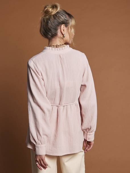 Cotton Gauze Blouse for Pregnancy & Nursing, ENVIE DE FRAISE blush - vertbaudet enfant 