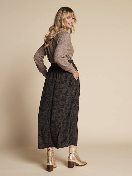 Long Skirt with Zebra Print, for Maternity, ENVIE DE FRAISE chocolate - vertbaudet enfant 