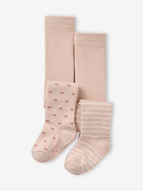 Pack of 2 Pairs of Fancy Tights for Baby Girls pale pink - vertbaudet enfant 