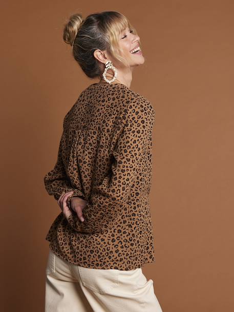 Blouse léopard en gaze de coton grossesse et allaitement écru - vertbaudet enfant 