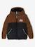 Two-tone Hooded Jacket with Recycled Polyester Padding, for Boys brown+sage green - vertbaudet enfant 