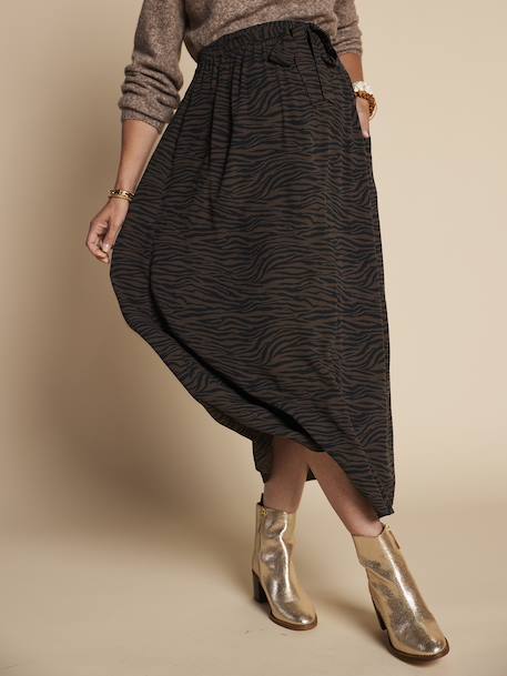 Long Skirt with Zebra Print, for Maternity, ENVIE DE FRAISE chocolate - vertbaudet enfant 