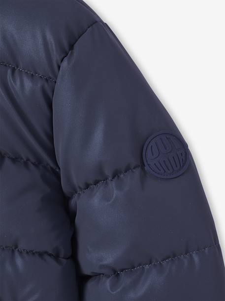 Padded Jacket with Polar Fleece Lined Hood, Reflective Effect & Recycled Fibre Padding for Boys Grey+navy blue - vertbaudet enfant 