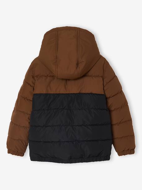 Two-tone Hooded Jacket with Recycled Polyester Padding, for Boys brown+sage green - vertbaudet enfant 