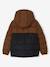 Two-tone Hooded Jacket with Recycled Polyester Padding, for Boys brown+sage green - vertbaudet enfant 