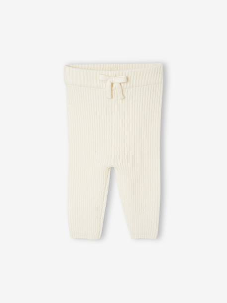 Set of 4 Plain Knit Items for Newborns: Cardigan + Trousers + Booties + Bodysuit ecru - vertbaudet enfant 