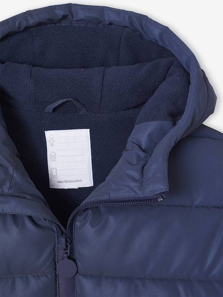 Padded Jacket with Polar Fleece Lined Hood, Reflective Effect & Recycled Fibre Padding for Boys Grey+navy blue - vertbaudet enfant 