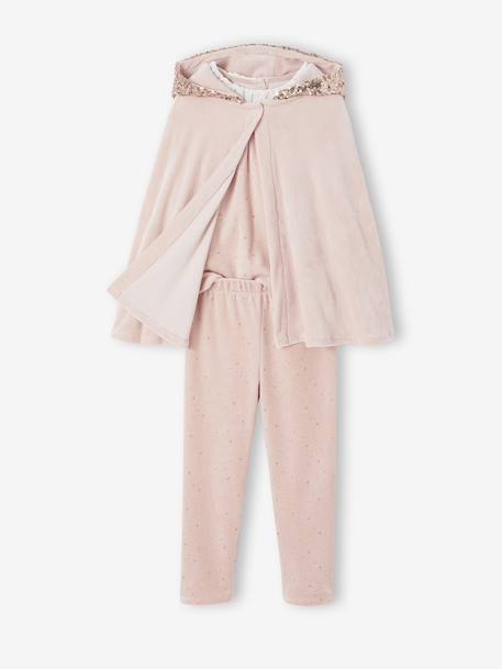 Ensemble Pyjama Fille Cape Sequins rose poudré - vertbaudet enfant 