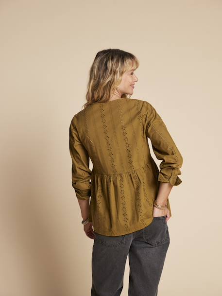 Broderie Anglaise Blouse for Maternity & Nursing, ENVIE DE FRAISE black+olive - vertbaudet enfant 