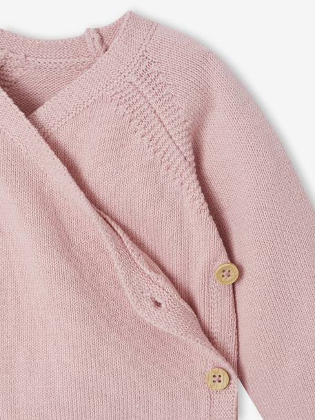 3-Piece Set for Newborns: Plain Knit Cardigan + Sleepsuit + Bodysuit rose - vertbaudet enfant 