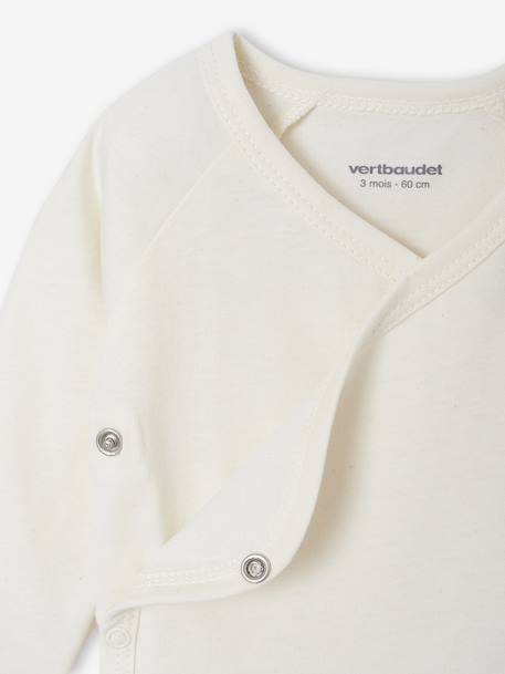 Set of 4 Plain Knit Items for Newborns: Cardigan + Trousers + Booties + Bodysuit ecru - vertbaudet enfant 