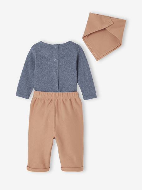 Ensemble 3 pièces naissance body + pantalon + foulard camel - vertbaudet enfant 