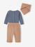 Ensemble 3 pièces naissance body + pantalon + foulard camel - vertbaudet enfant 