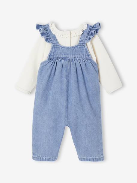 2-Piece Set for Newborns: Denim Dungarees + Bodysuit stone - vertbaudet enfant 