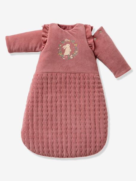 Baby sleeping bag with detachable long sleeves, ENCHANTED RABBIT old rose - vertbaudet enfant 