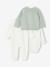 Set of 3 Plain Knit Items for Newborns: Cardigan + Sleepsuit + Bodysuit sage green - vertbaudet enfant 