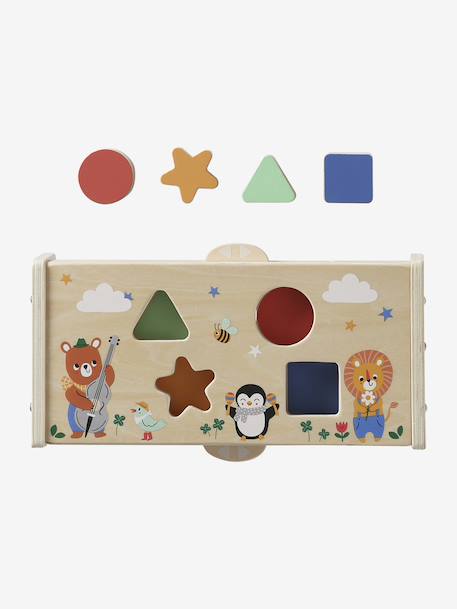 2-in-1 Shape Sorter in FSC® Wood, THE HAPPY ANIMALS yellow - vertbaudet enfant 