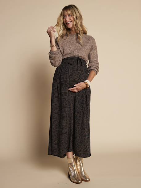Long Skirt with Zebra Print, for Maternity, ENVIE DE FRAISE chocolate - vertbaudet enfant 