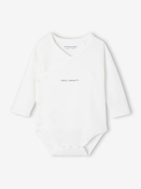 Set of 3 Plain Knit Items for Newborns: Cardigan + Sleepsuit + Bodysuit sage green - vertbaudet enfant 