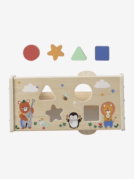 2-in-1 Shape Sorter in FSC® Wood, THE HAPPY ANIMALS yellow - vertbaudet enfant 
