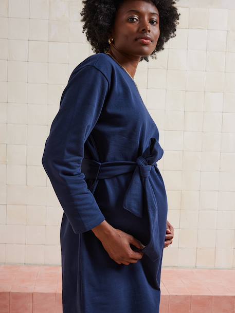 Fleece Sweatshirt Dress for Maternity navy blue - vertbaudet enfant 